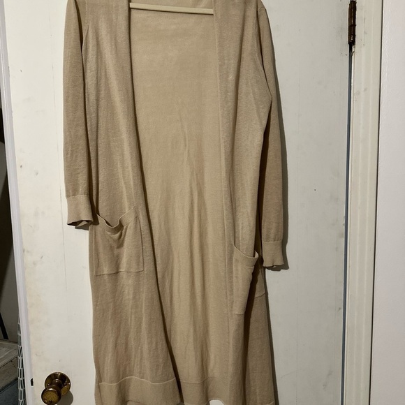 Long Beige Cardigan with Pockets - Picture 1 of 2